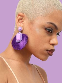 Sohi - Women Purple Geometric Drop Earrings