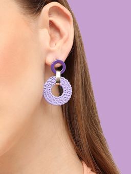 Sohi - Purple Gold-Plated Circular Drop Earrings