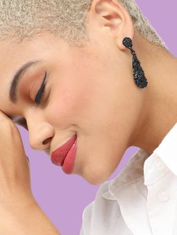 Sohi - Black Contemporary Drop Earrings