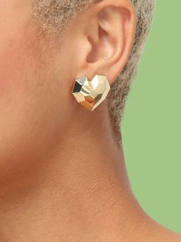 Sohi - Gold-Plated Heart Shaped Studs Earrings
