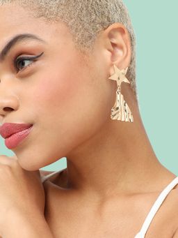 Sohi - Gold Plated Contemporary Drop Earrings