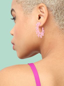 Sohi - Pink Contemporary Hoop Earrings