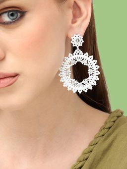 Sohi - White Contemporary Gold Plated Drop Earrings
