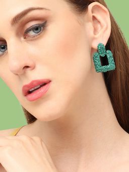 Sohi - Women Green Square Drop Earrings