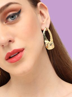 Sohi - Gold Plated Contemporary Hoop Earrings