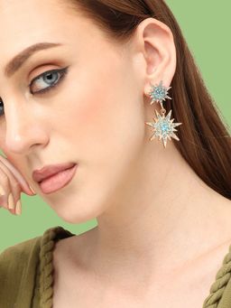 Sohi - Blue Gold Plated Contemporary Drop Earrings