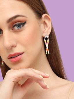 Sohi - Gold-Plated Red Contemporary Hoop Earrings