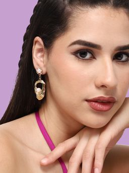 Sohi - Gold-Toned White Gold Plated Contemporary Drop Earrings