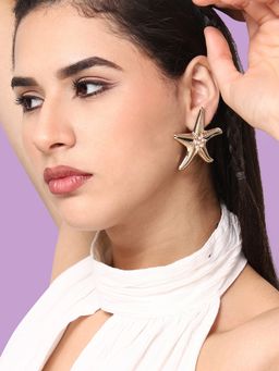 Sohi - Gold-Toned Contemporary Studs Earrings