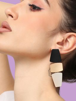 Sohi - Black Gold-Toned Gold Plated Contemporary Studs Earrings