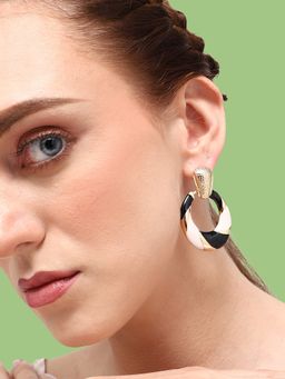 Sohi - Gold-Toned Black Gold Plated Contemporary Drop Earrings