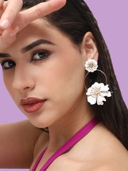 Sohi - White Contemporary Hoop Earrings