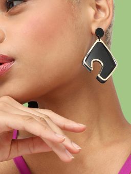 Sohi - Black Gold-Plated Contemporary Drop Earrings