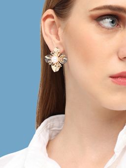 Sohi - Gold-Plated Floral Studs Earrings