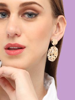 Sohi - Women Gold Plated Teardrop Shaped Drop Earrings