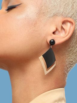 Sohi - Black Gold-Toned Gold Plated Contemporary Drop Earrings