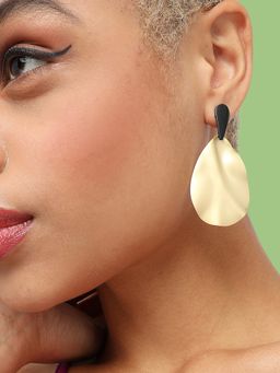 Sohi - Gold Black Gold Plated Oval Drop Earrings