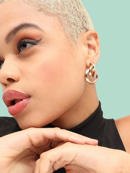 Sohi - Women Gold Plated Circular Drop Earrings