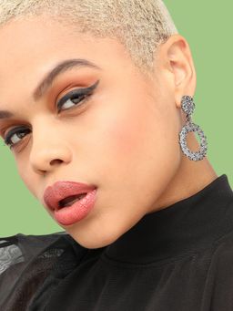 Sohi - Grey Silver-Plated Contemporary Drop Earrings