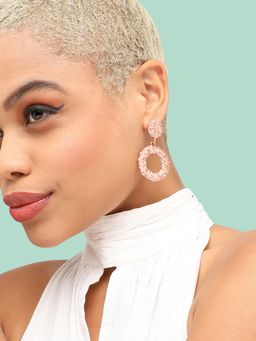 Sohi - Rose Gold Plated Circular Drop Earrings