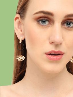 Sohi - Gold Plated Black Contemporary Drop Earrings
