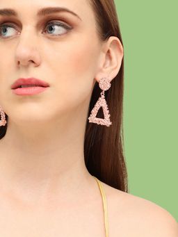 Sohi - Rose Gold Plated Contemporary Drop Earrings