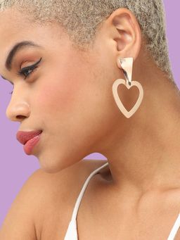 Sohi - Women Gold Plated Heart Shaped Drop Earrings