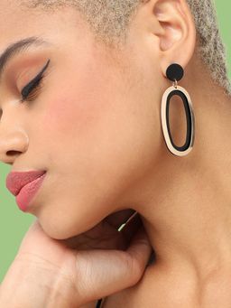 Sohi - Grey Gold-Plated Oval Drop Earrings