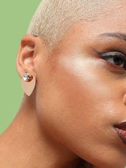 Sohi - Women Gold Plated White Heart Shaped Studs Earrings