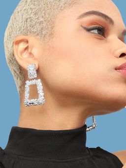 Sohi - Silver-Plated Geometric Drop Earrings