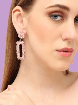 Sohi - Rose Gold Plated Contemporary Drop Earrings