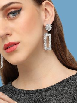 Sohi - Silver-Plated Contemporary Drop Earrings