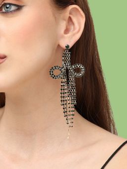 Sohi - Black Gold-Toned Gold Plated Contemporary Drop Earrings