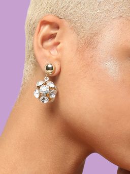 Sohi - Gold-Toned White Gold Plated Contemporary Drop Earrings