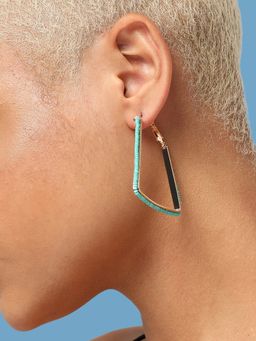 Sohi - Blue Gold Plated Geometric Drop Earrings