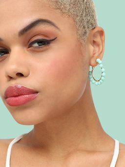 Sohi - Blue Gold-Plated Contemporary Hoop Earrings