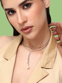 Sohi - Gold-Toned White Gold-Plated Layered Chain