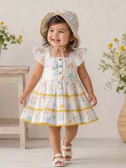 My Milestones - Bella Vista White Dress with Hat & Bloomer