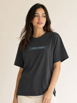 Nobero - Charcoal Oversized Graphic T-Shirt