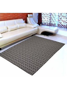 Saral Home - Black Cotton Anti-Skid Jacquard Carpet -120x180 Cm