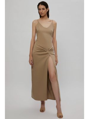 Buy Deme Nude Dress with High Slit Online