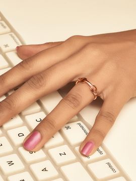 Buy SILBERRY 925 Sterling Silver Rose Gold Love Lock Ring for