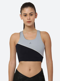Fitleasure - Luxe Color-Block Strappy Yoga Padded Blue Sports Bra