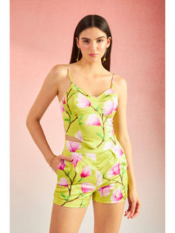 Virgio - Glam Lycra Satin Floral Co-ord (Set of 2)