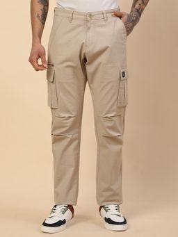 Cantabil - Beige Regular Fit Casual Cargo Trouser For Men