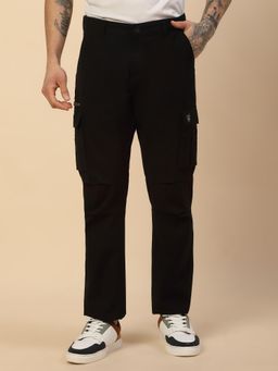 Cantabil - Black Regular Fit Casual Cargo Trouser For Men