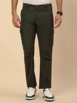 Cantabil - Olive Regular Fit Casual Cargo Trouser For Men