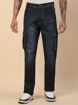 Cantabil - Blue Regular Fit Casual Cargo Jeans For Men