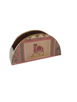 EXPRESSION GIFTING - White & Orange Wooden Tissue Holder