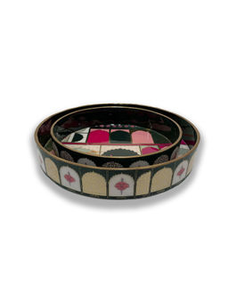 EXPRESSION GIFTING - Green Wooden Round Tray Set Of 2